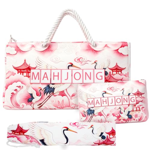 Suxzioec 3 Pcs Empty Mahjong Bag Set for Tiles and Racks | American Mahjong Tote Bag with Tiles Bag, Portable Carrying Case for Travel Party Game Accessories at Amazon