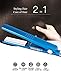 Professional 450°F Nano Titanium Tourmaline Ionic Curling Flat Iron Hair Straightener Straightens holder30 second heat up Hairstyling Iron with Adjustable Temp Instant Heat Up LED Display Blue