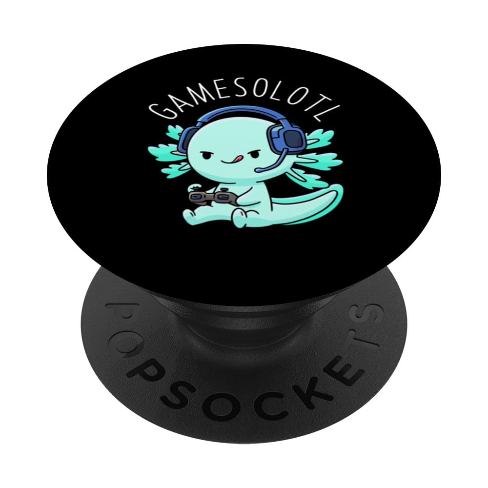 Gamesolotl Axolotl Gamer Anime Gifts Kawaii Boys Girls PopSockets Adhesive PopGrip