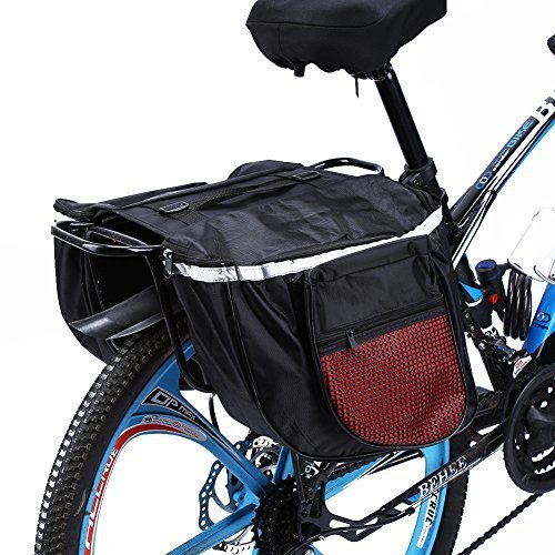 Yosoo Water-resistant Bicycle Seat Bag, Cycling Bicycle Bike Rack Back Rear Seat Tail Carrier Trunk Double Pannier Bag Outdoor (Red)