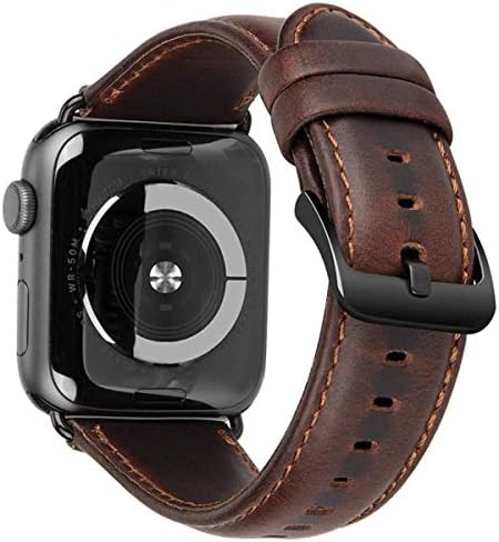 Blue Inn Watchband Genuine Leather Strap 42mm for Apple iwatch Series 4 3 2 &1 and Compatible with Apple Watch Series 4 44mm (Dark Brown)