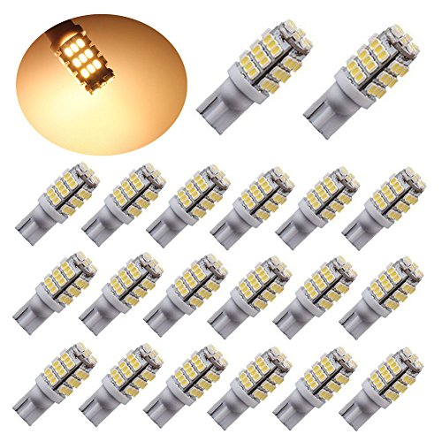 PESIC 20x T10 921 192 Wedge RV Trailer 42-SMD Super Bright 3500K Warm White LED Interior Backup Reverse Replacement Light Bulbs