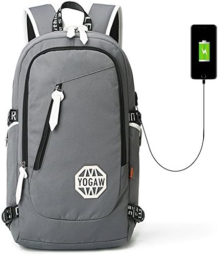 Yogaw Laptop Backpack 15.6" Business Multipurpose Daypacks School Bookbag Lightweight Trekking Rucksacke have USB Charging port for phone (Grey)