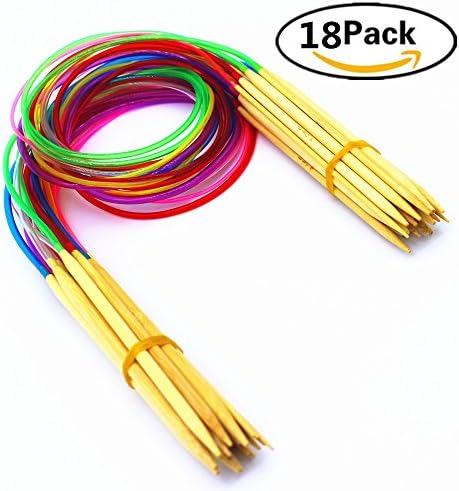 RenBa Circular Knitting Needles with Colorful Tube 80 cm Length 18 Size 2.0mm-10.0mm