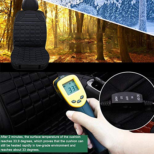 Womdee Heated Car Seat Cushion, DC 12V Heated Car Seat Cover with Intelligent Temperature Controller & Timer Setting - Nonslip Car Seat Warmer â€" Universal Fit for Auto Supplies Home Office Chair - Thumbnail 6