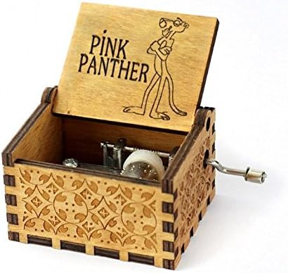The Pink Panther Movie Theme Antique Carved Music Box Hand Crank Wooden Musical BoxToy
