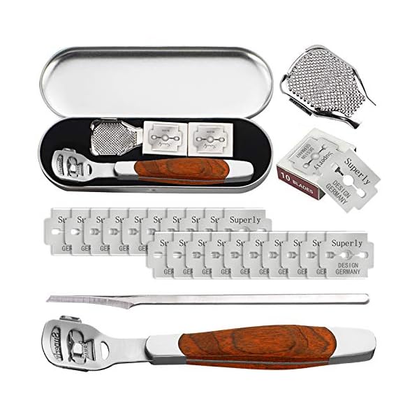 VEGCOO-Foot-Scraper-Stainless-Steel-Foot-File-Hard-Skin-Remover-Blade-for-Foot-Callus-Shaver-Heel-Dead-Hard-Skin-Remover-for-Hand-Feet-Pedicure-Foot-Care-Tool-with-20-Blades VEGCOO Foot Scraper, Stainless Steel Foot File Hard Skin Remover Blade, for Foot Callus Shaver Heel Dead Hard Skin…