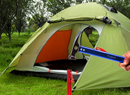Yoport Aluminum Tent Hammer with Tent Stake Remover, Lightweight & Portable for Outdoor Camping Hammer Tent Nail Hammer or Stake Puller(Blue)