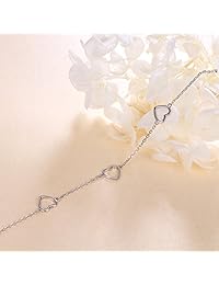 Tobillera para mujer de plata de ley 925 ajustable para el día de la madre