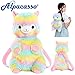Alpacasso 3D Cute Plush Animal Backpack Rainbow Alpaca Llama Bag Stuffed Animal Doll Toddler Backpack Children Schoolbag . (Rainbow)