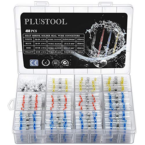 450PCS Solder Seal Wire Connectors, Plustool Solder Seal Butt Connectors Heat Shrink Solder Wire Connectors Electrical Insulated Marine Waterproof Automotive Terminals - Thumbnail 7