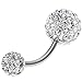 LUBINGSHINE 14G Stainless Steel Crystal Disco Ball Belly Button Rings Body Piercing Navel Bars (White)