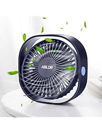 Ablon - Ventilador de mesa portátil pequeño con USB recargable, ventilador silencioso para casa, oficina, viajes al aire libre (azul marino)