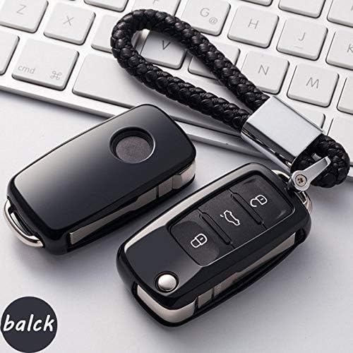 SLIODK Car Key Cover TPU Car Key Cover Case For Volkswagen Polo Golf Passat Touareg Tiguan Key Bag Shell Holder Keyrings keychain Protection Styling,A,balck