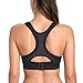 SYROKAN Women's Sports Bra Front Adjustable High Impact Support Padded Wireless Racerback Plus Size Running Bra Black 38DD