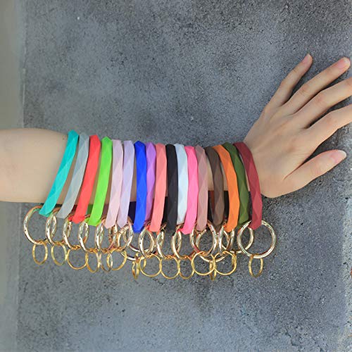 YAKA Silicone Wrist Rhombic Keychain Circle Bracelet Rubber Bangle
