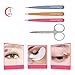 Soobest Eyebrow Tweezers Set and Scissors with Leather Carry Case, 4 Pcs Stainless Steel Eyebrow Tweezer Kit with Brow Trimmer Scissors, Precision Slant Tweezers
