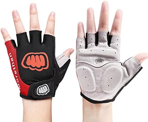Morethan® Gel Pad Biking Gloves Men Sports Fingerless Gloves Red-XL