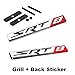 BENZEE 2pcs Set AM114 SRT 8 SRT8 Car Grill + Back Emblem Decal Badge Sticker Dodge Caliber Magnum Charger Challenger Ram Viper Super Bee Drag Pak Tomahawk Chrysler Crossfire Firepower Nassau 300C Jeep Grand Cherokee ACR Hemi 392