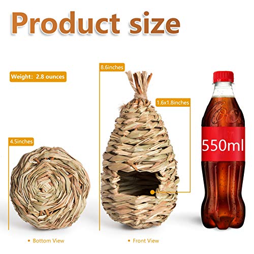 AQUEENLY Hummingbird House Set of 3 Hand Woven Hummingbird Houses Nest Small Hanging Audubon Birdhouse