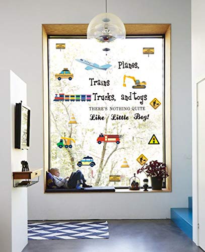 Construction Transportation Wall Decals -Planes Trains Trucks and Toys There's Nothing Quite Like Little Boys Positive Quote Sticker, Boys Playroom Decor