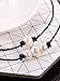 Tatuo 2 Pieces Single Freshwater Pearl Necklace and 3 Freshwater Pearl Beads Choker on Black Leather Cord for Girls Women