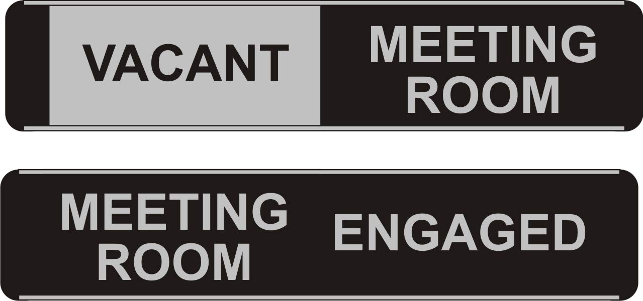 SECO VACANT MEETING ROOM/MEETING ROOM ENGAGED Sliding Door Sign for Meeting Rooms - 255 x 52mm - Aluminium & PVC — image 1