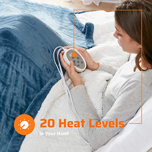 Sherpa Plush Dual Control Electric Blanket Queen Size, Heating Blankets