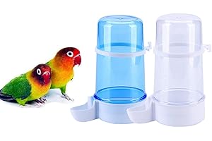YJJKJ Pet Bird Water Feeder, 13.5 Oz Parrot Water Dispenser, Bird Cage Suspended Automatic Water Dispenser for Parakeet Budgie Lovebirds Cockatiel (2PCS)