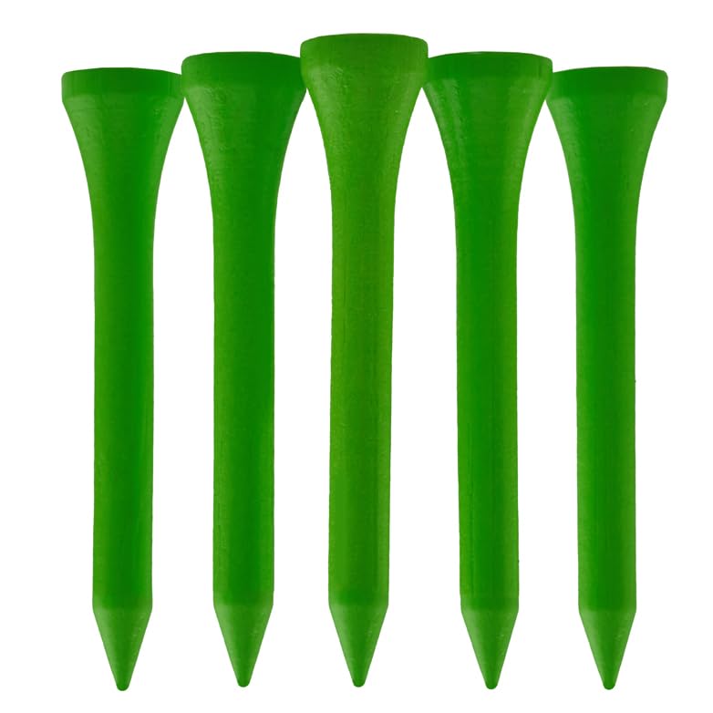 100 PCS Bamboo Golf Tees | Multiple Colours & Sizes | Eco Friendly & Sustainable Bamboo Golf Tees (54mm Neon Green)