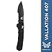 enchmade - Vallation 407 Folding Knife, Drop Point Blade, Serrated Edge, Black Handle, Coated Finish, Made in the USA