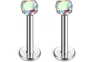 BelezaDosas G23 Titanium Labret Studs Threadless 16G Lip Rook Lobe Tragus Helix Cartilage Push Back Earring Piercing Jewelry