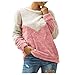 Amlaiworld Women Winter Sweater Round Neck Solid Pullover Blouse Stitching Plush Long-Sleeved Sweatshirt Top Pinkthumb 4