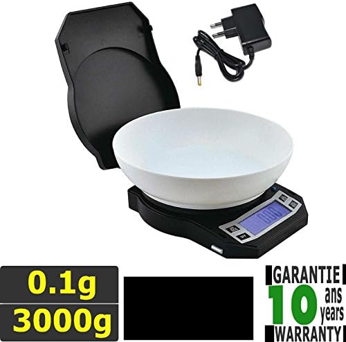 Precision Scales - Warranty: 10 years - 0.1g Accuracy 3Kg Maximum capacity. with Bowl (MAINS OR BATTERY POWERED) evo-ss