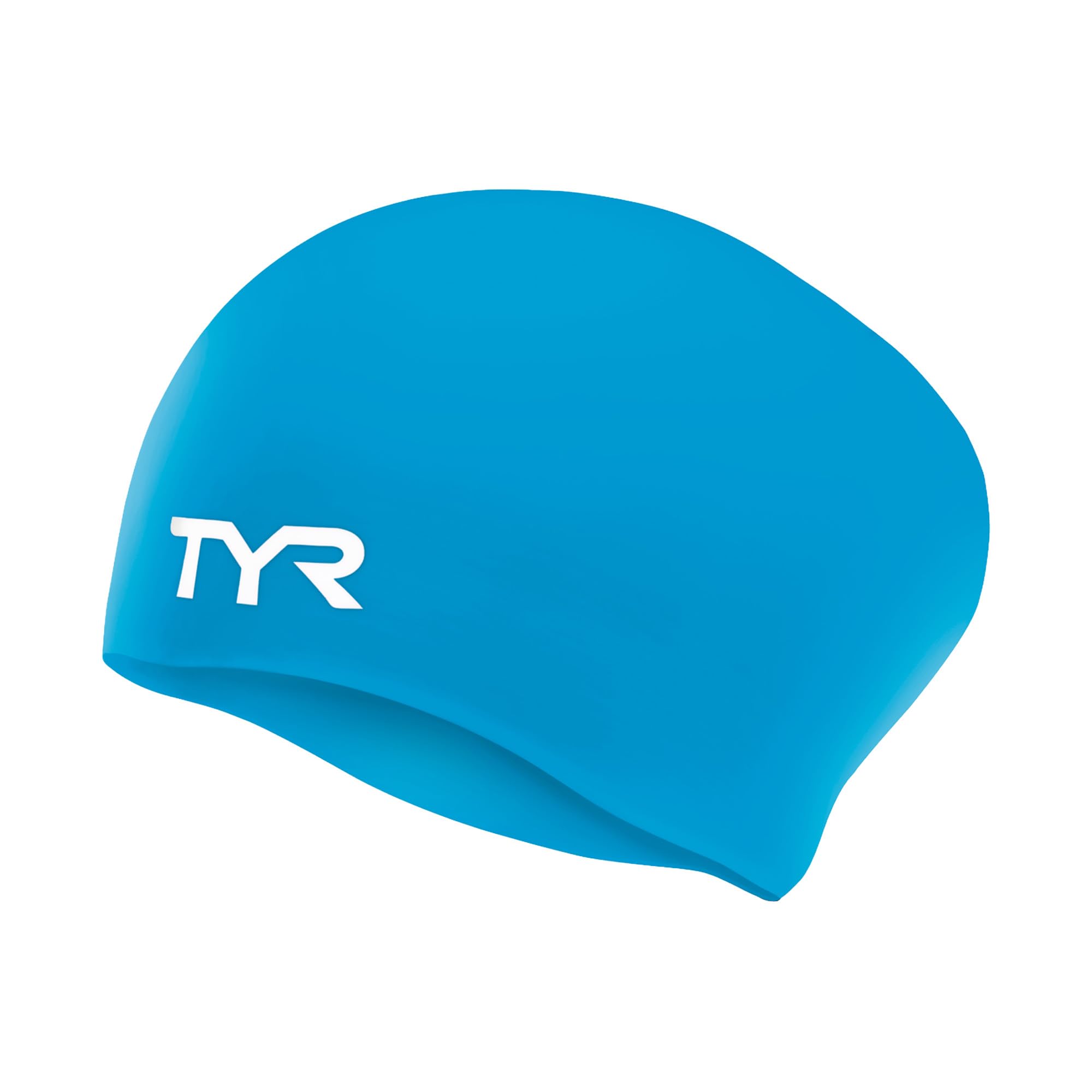 TYR Unisex Adult Long Hair Silicone Swim Cap - Blue, Medium