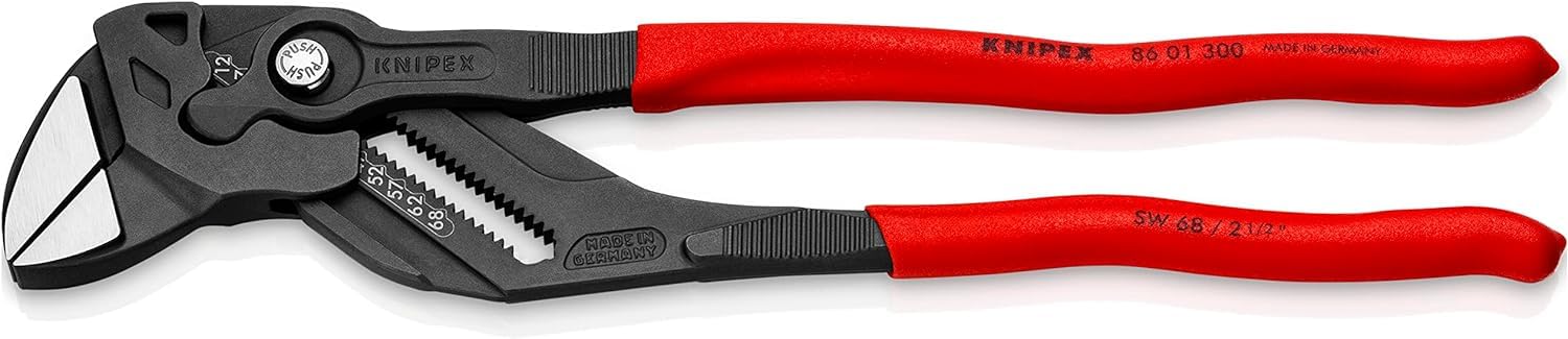 KNIPEX Pliers Wrench Pliers and a Wrench in a Single Tool with Non-Slip Plastic Coating 300 mm, 86 01 300