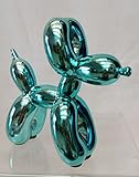 Balloon Dog Figurine Statue Home Decor - Miniature Size - Blue Metallic Finished