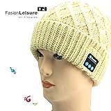 Blue Ear Wireless Bluetooth Beanie Outdoor Washable Wireless Hat Cap with Build in Stereo Speakers and MIC Headphone Headset Hands Free Call Answer - For Outdoor Sports Walking Running hiking (Apricot)
