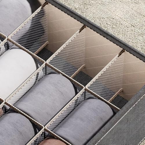 Caixa Organizadora de Gavetas com 20 Divisórias para Meias, Cuecas, Calcinhas, Roupas Íntimas, Gravatas e Acessórios – Organizador Dobrável com Zíper - NRSHOP