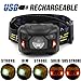 Headlamp with Red Strobe,Rechargeable and Waterproof Headlight with Adjustable Headband,Perfect for Camping,Fishing,Riding,Hiking,Dog Walking and Emergency in Hurricane Season, USB Cable Included