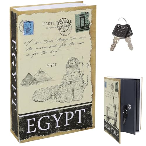 Diversion Book Safe with Key Lock, Parrency Hidden Safe Box of Classical Design, Medium, Eygpt, 9 1/2" x 6" x 1 1/3", SBH-M018
