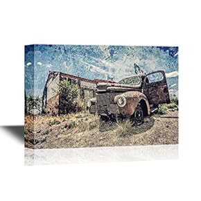 Canvas Wall Art - Abandoned Restaraunt on Route 66 Road in USA - Gallery Wrap Modern Home Art | Ready to Hang - 12x18 inches