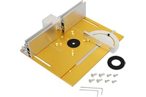 JCFANTS Aluminium Router Table Insert Plate, Woodworking Router Table Insert Router Flip Plate with Miter Gauge Guide Fence Sliding Brackets, Multifunctional Wood Tools Milling TrimmingTable (Gold)