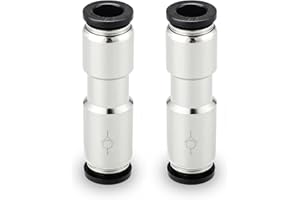 Yoebor 1/4" OD Check Valve Push to Connect One Way Inline Air Pneumatic Valves, Nickel Plated Brass & Plastic (Pack of 2)