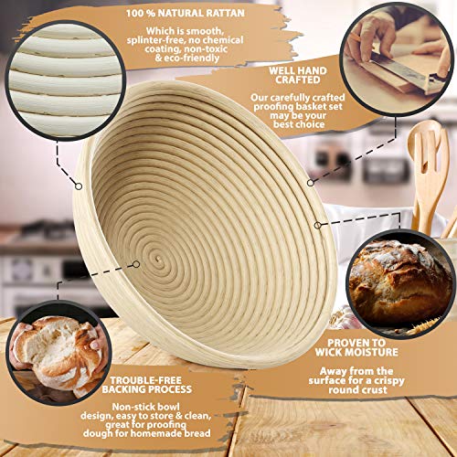 9 inch Bread Proofing Basket & Liner for Sourdough Gift set for Artisan Bread Making