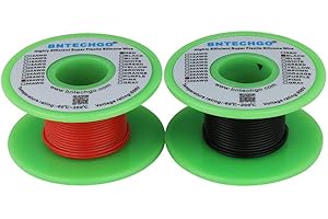 BNTECHGO 28 Gauge Silicone Wire Spool red 50ft and Black 50ft Flexible 28 AWG Stranded Tinned Copper Wire