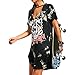 OMONSIM New Ladies Acid Wash Raw Power Printed Top Lace up Choker Neck T-Shirt Dress Women Dress (2, Medium)