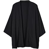 WaiYeeHei Men's Women's Unisex 3/4 Sleeve Kimono Yukata Haori Coat Tops Shirt Japanese Style Loose Retro Casual Plain