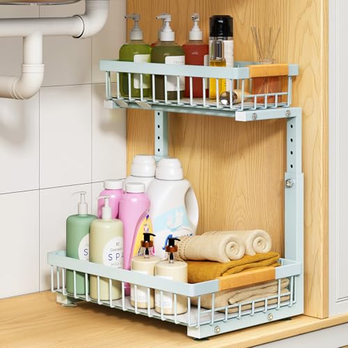 PXRACK 2 Tier Under Sink Organizer Blue Large