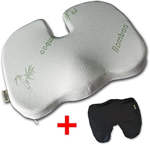 Seat Cushions, The Sillis BLACK PACK BUNDLE Extra Value on Our Best, Firm, Bamboo, Memory Foam Seat Cushion + Replacement BLACK Cushion Cover - Snap This Up Now and GET 1 CUSHION+1 BONUS BLACK COVER
